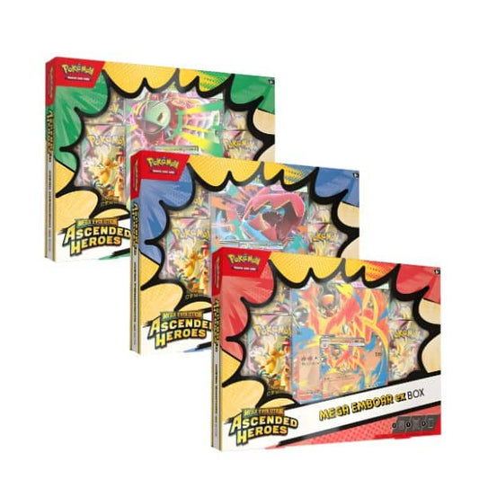 Heroes Ascendentes Premium Mega EX Box Feraligatr Emboar Meganium INGLES